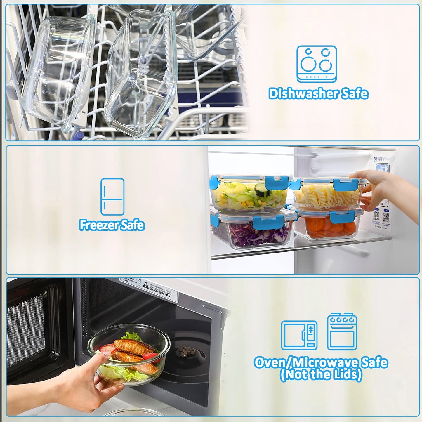 Glass Food Storage Containers Set with Lids