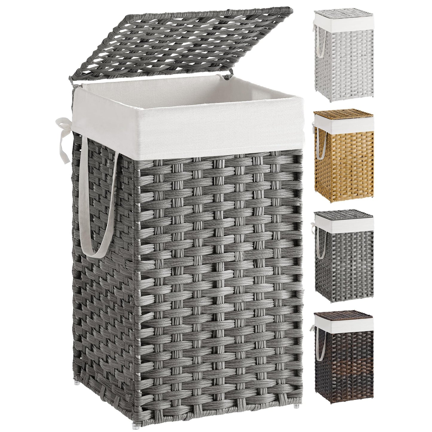 Slim Rattan Laundry Hamper with Lid