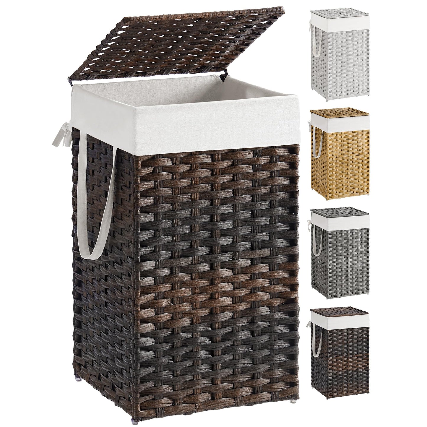 Slim Rattan Laundry Hamper with Lid