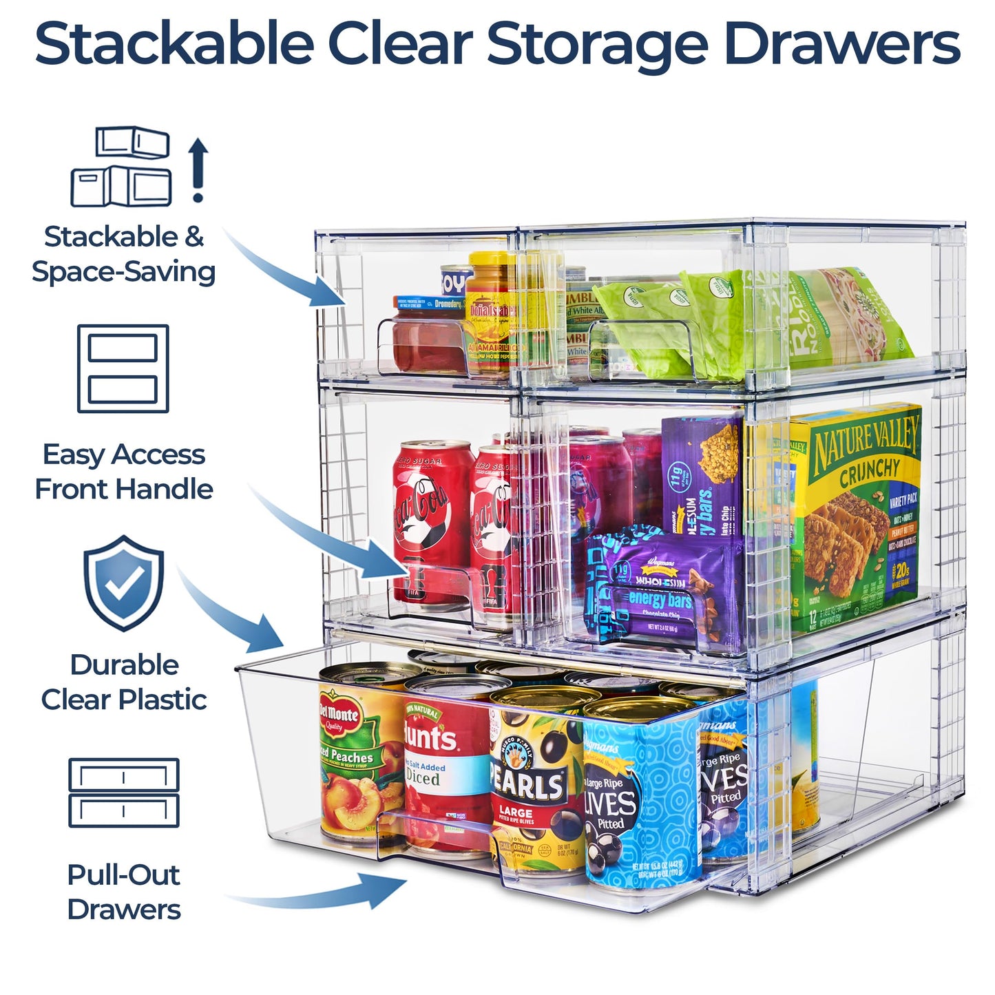 Stackable Clear Storage Drawers Organizer