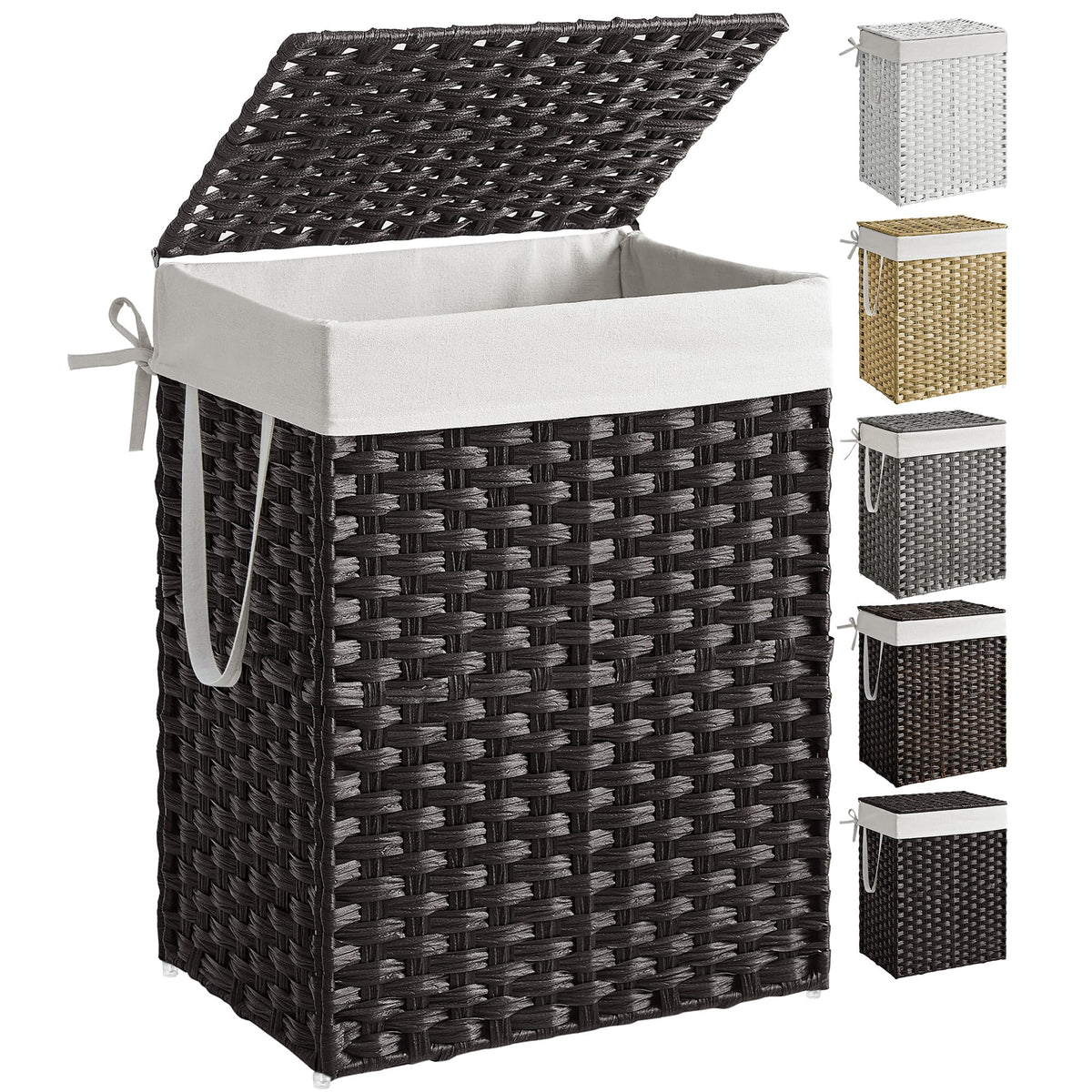 Slim Rattan Laundry Hamper with Lid