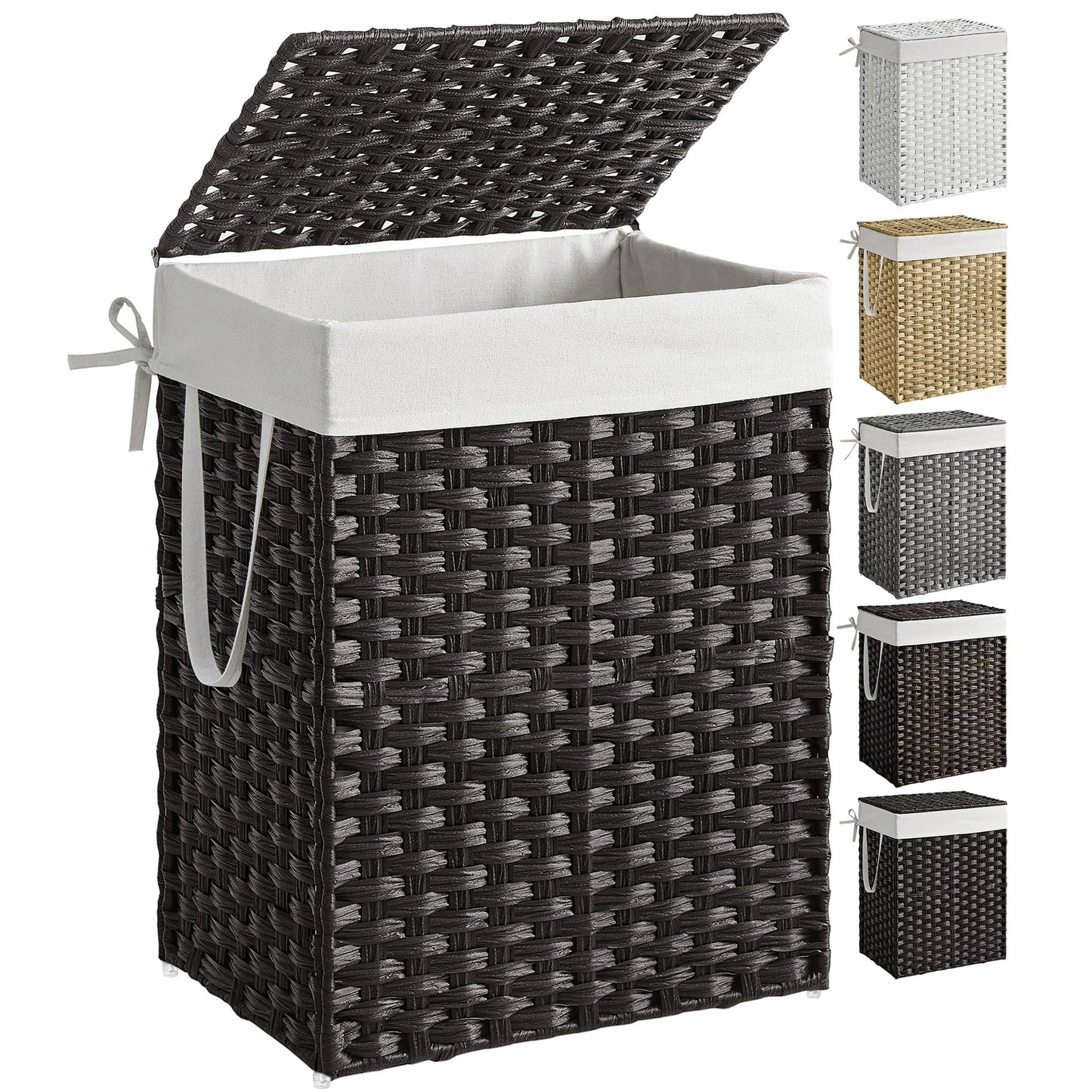 Slim Rattan Laundry Hamper with Lid