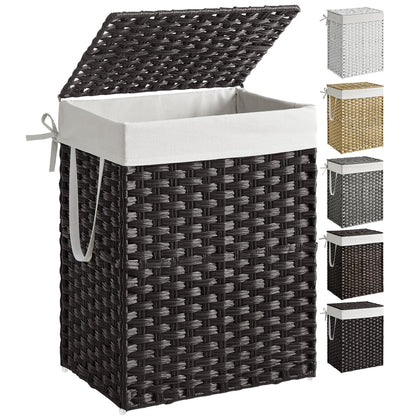 Slim Rattan Laundry Hamper with Lid