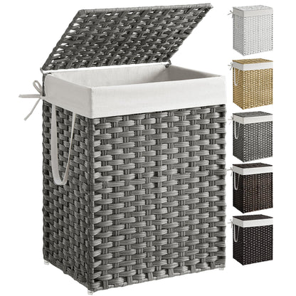 Slim Rattan Laundry Hamper with Lid