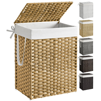 Slim Rattan Laundry Hamper with Lid