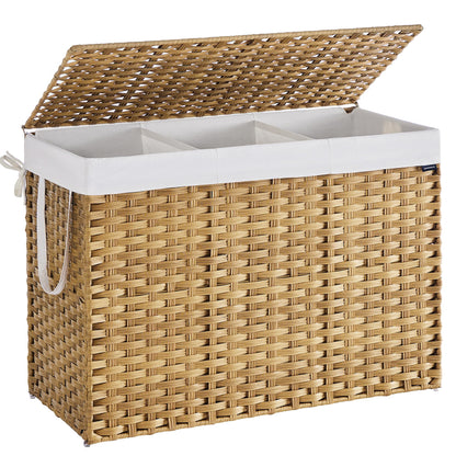 Slim Rattan Laundry Hamper with Lid