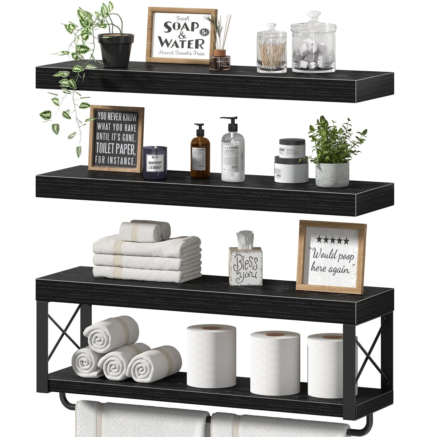 Floating Bathroom Shelves Over Toilet Storage