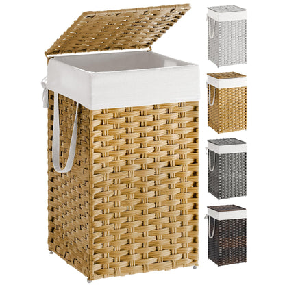 Slim Rattan Laundry Hamper with Lid