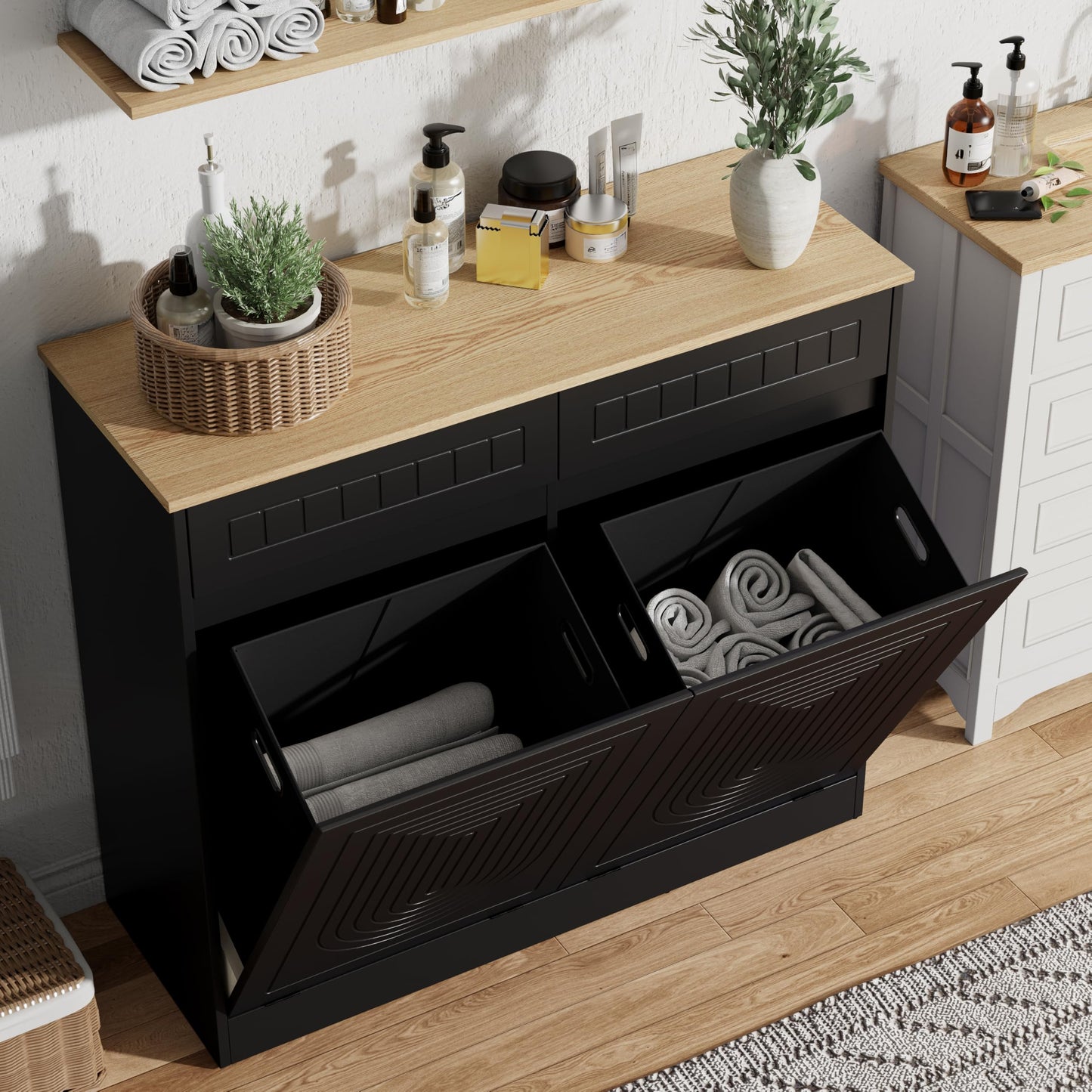 Double Tilt Out Laundry Hamper Cabinet