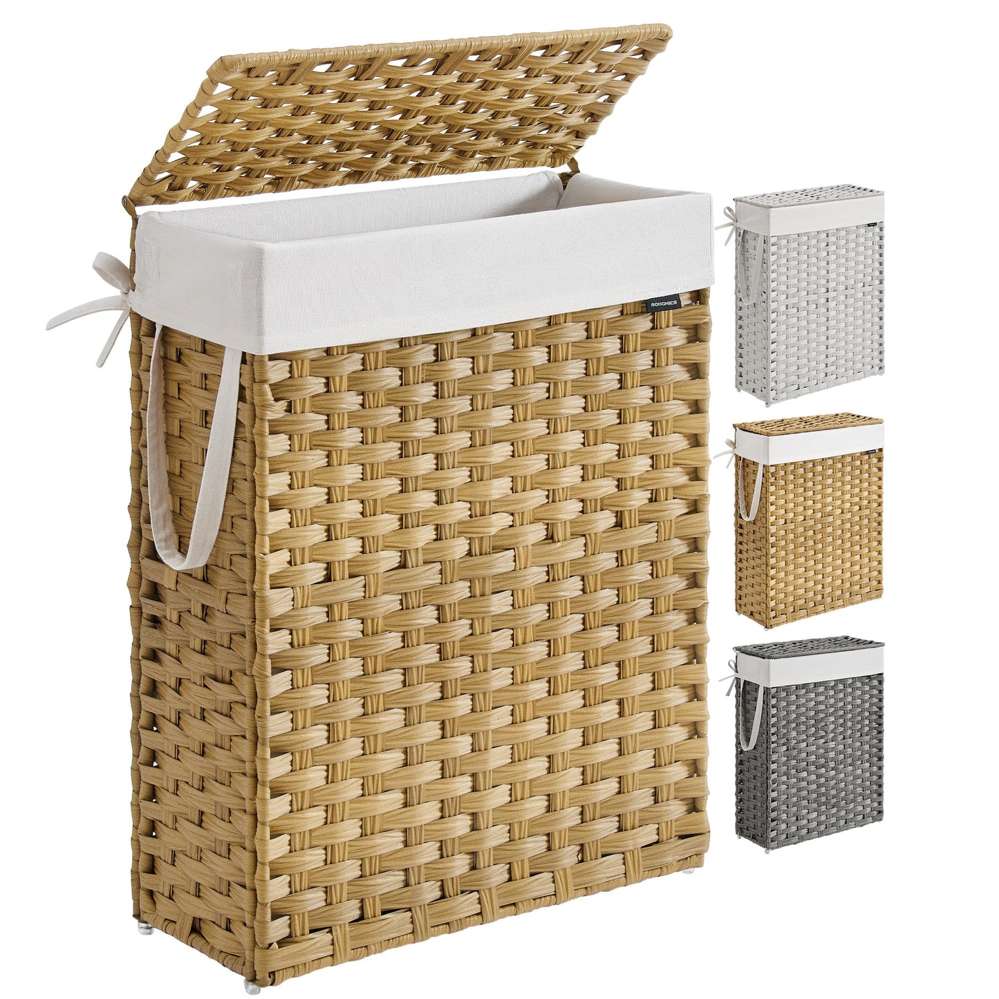Slim Rattan Laundry Hamper with Lid