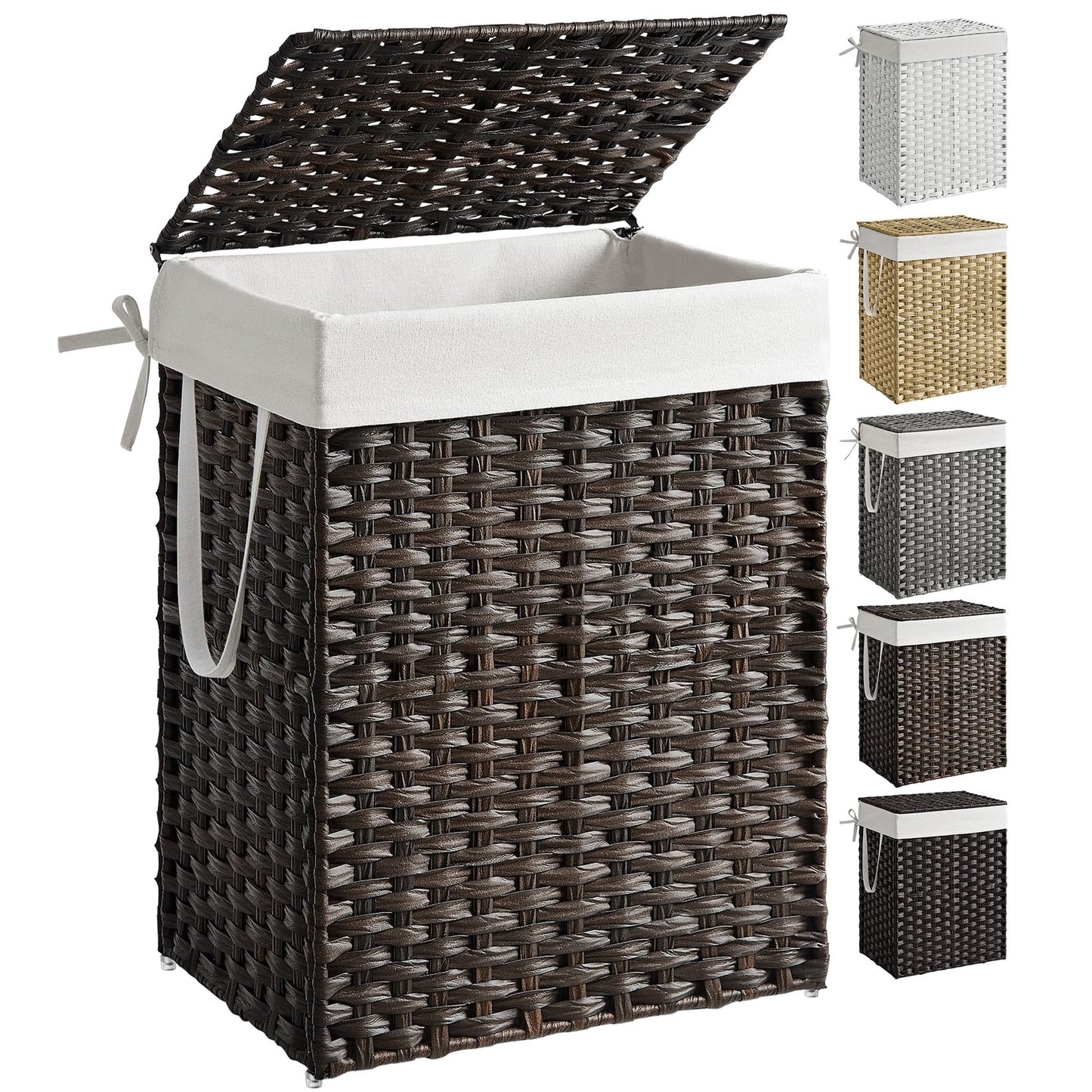 Slim Rattan Laundry Hamper with Lid