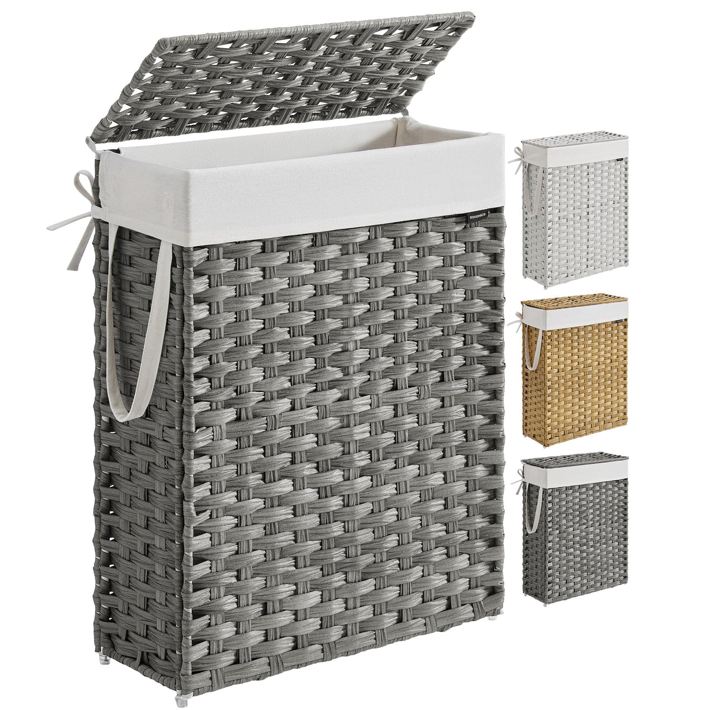 Slim Rattan Laundry Hamper with Lid