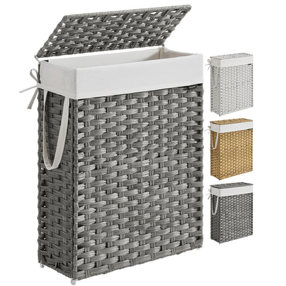 Slim Rattan Laundry Hamper with Lid